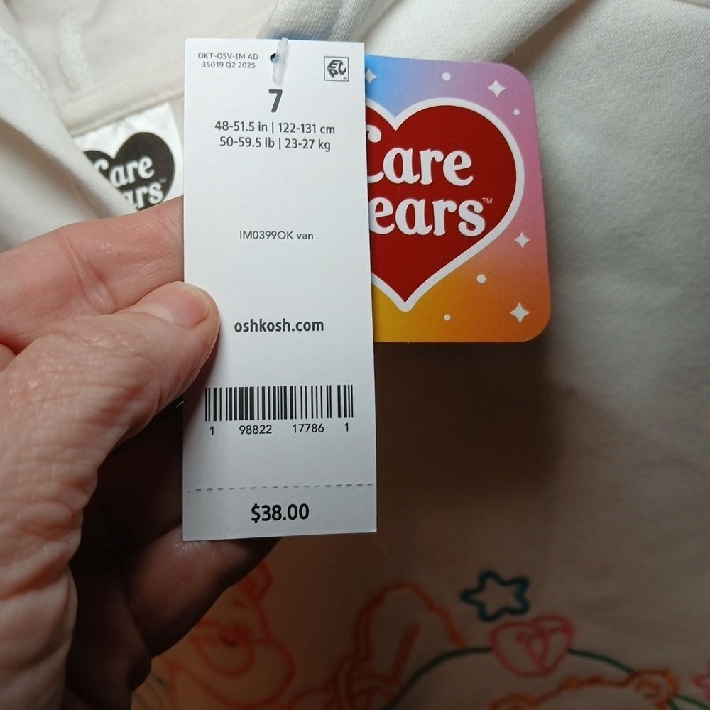 Care Bear Sweatshirt By Oshkosh Embroidered 80s Graphic Youth Size 7 Retro NWT - Picture 6 of 7